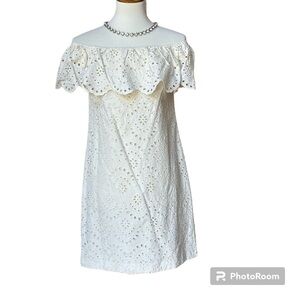 Off Shoulder Cream Eyelet Dress Small